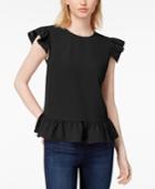 Maison Jules Ruffled Flutter-sleeve Top, Created For Macy's