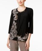Alfred Dunner Petite Madison Park Paisley-print Top