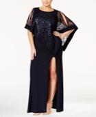 R & M Richards Plus Size Sequin-overlay Gown