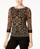 Charter Club Printed Mesh Top, Created For Macy's