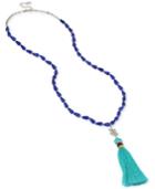 M. Haskell For Inc Silver-tone Blue Beaded Tassel Necklace, Only At Macy's