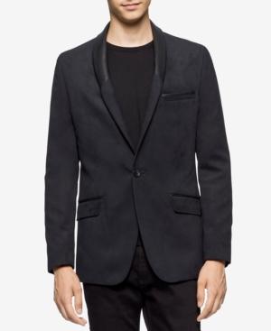Calvin Klein Men's Slim-fit Shawl-lapel Faux Suede Blazer