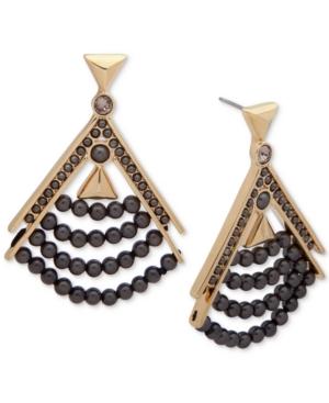 Givenchy Gold-tone Black Imitation Pearl Drop Earrings
