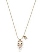 Betsey Johnson Gold-tone White Enamel Cat Pendant Necklace