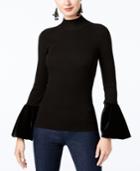 I.n.c. Velvet-cuff Mock-neck Sweater, Created For Macy's