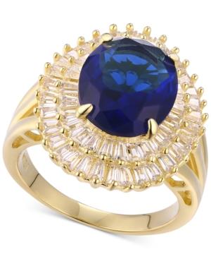 Cubic Zirconia September Baguette Statement Ring In 14k Gold-plated Sterling Silver