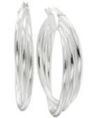 Triple Band Hoop Earrings In Sterling Silver