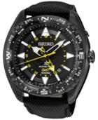 Seiko Men's Prospex Kinetic Gmt Black Leather Strap Watch 46mm Sun057