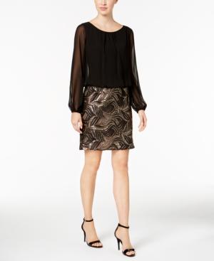 Calvin Klein Chiffon & Sequined Blouson Dress