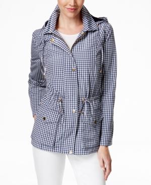 Charter Club Hooded Anorak Jacket, Checkered Print