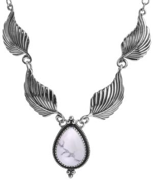 American West Magnesite Leaf Statement Necklace In Sterling Silver