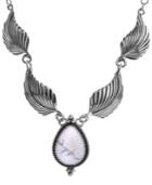 American West Magnesite Leaf Statement Necklace In Sterling Silver