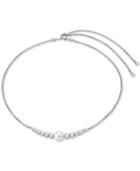 Majorica Gold-tone Bead & Imitation Pearl 4-1/3 Slider Necklace