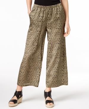 Eileen Fisher Silk & Organic Cotton Cropped Wide-leg Pants