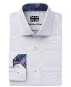 Michelsons Of London Men's Slim-fit White And Black Dobby Dress Shirt
