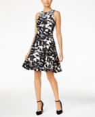 Ivanka Trump Embellished Graphic-print Fit & Flare Dress