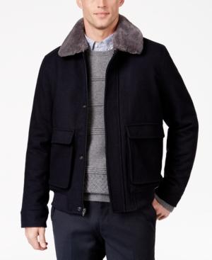 Tasso Elba Men's Wool Blend Removable Collar Flight Jacket, Only At Macy's