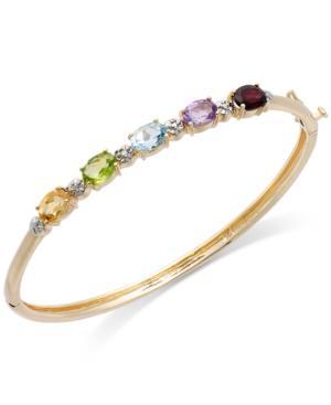 Multi-stone And Diamond Accent Bangle Bracelet In 18k Gold-plated Brass (4-3/8 Ct. T.w.)