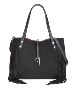 Calvin Klein Reversible Faux Suede Fringe Tote With Pouch