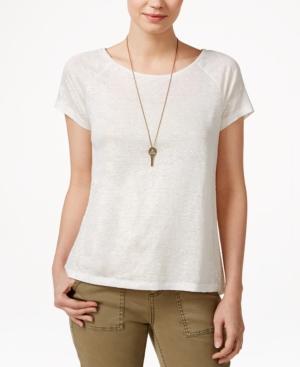 Maison Jules Metallic Lace-back T-shirt, Only At Macy's