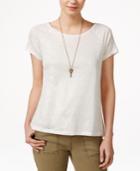 Maison Jules Metallic Lace-back T-shirt, Only At Macy's