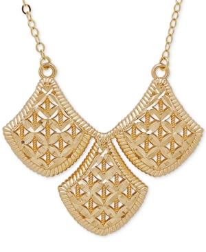 Filigree Triple Drop Pendant Necklace In 10k Gold