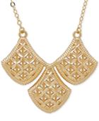 Filigree Triple Drop Pendant Necklace In 10k Gold