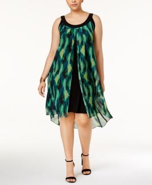 Sl Fashions Plus Size Printed Chiffon Dress