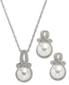 Cultured Freshwater Pearl (7mm) And Diamond Accent Necklace And Earring