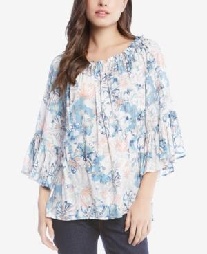 Karen Kane Printed Bell-sleeve Peasant Top