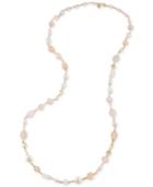 Carolee Gold-tone Pink Imitation Pearl And Rose Quartz Long Illusion Necklace