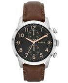 Fossil Men's Townsman Brown Leather Strap Watch 44mm Fs4873