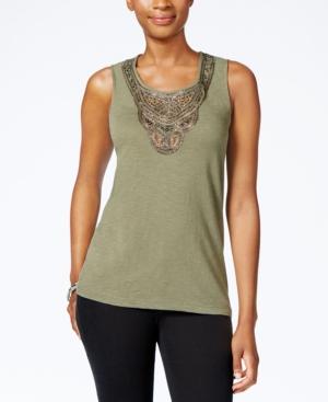 Jm Collection Petite Embellished Tank Top, Only At Macy's