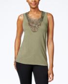 Jm Collection Petite Embellished Tank Top, Only At Macy's