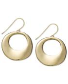 14k Gold Earrings, Open Circle Round Drop Earrings