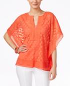 Alfani Petite Dot-lace Poncho Top, Only At Macy's