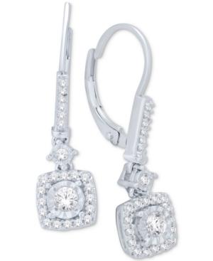 Diamond Cluster Drop Earrings (1/2 Ct. T.w.) In 14k White Gold
