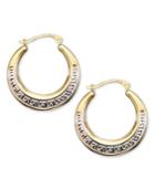 10k Gold Earrings, Two-tone Greek Key Hoop