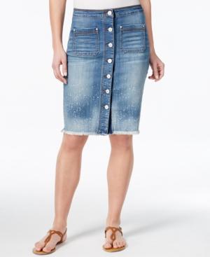 Vintage America Button-front Denim Skirt