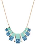 Anne Klein Gold-tone Blue Stone Long Length Statement Necklace