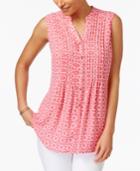 Charter Club Print Sleeveless Shirt, Only At Macy's