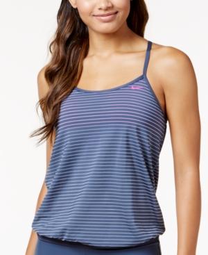 Nike Striped Layered Tankini Top Women's Swimsuit