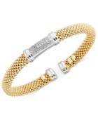 Diamond Accent Mesh Bangle Bracelet In 14k Gold-plated Sterling Silver