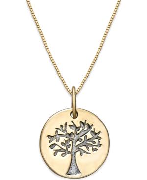 Family Tree Pendant Necklace In 10k Gold