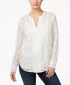 Nydj Split-neck Lace Blouse