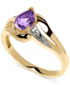 Amethyst (5/8 Ct. T.w.) And Diamond Accent Ring In 10k Gold