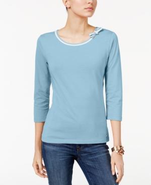 Tommy Hilfiger Bow-neck Top, Only At Macy's