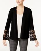 Charter Club Lace-contrast Open-front Cardigan, Created For Macy's