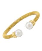 Majorica Bracelet, Organic Man Made Pearl And Gold-tone Stainless Steel Bangle Bracelet