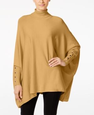 Alfani Petite Button-detail Turtleneck Poncho, Only At Macy's